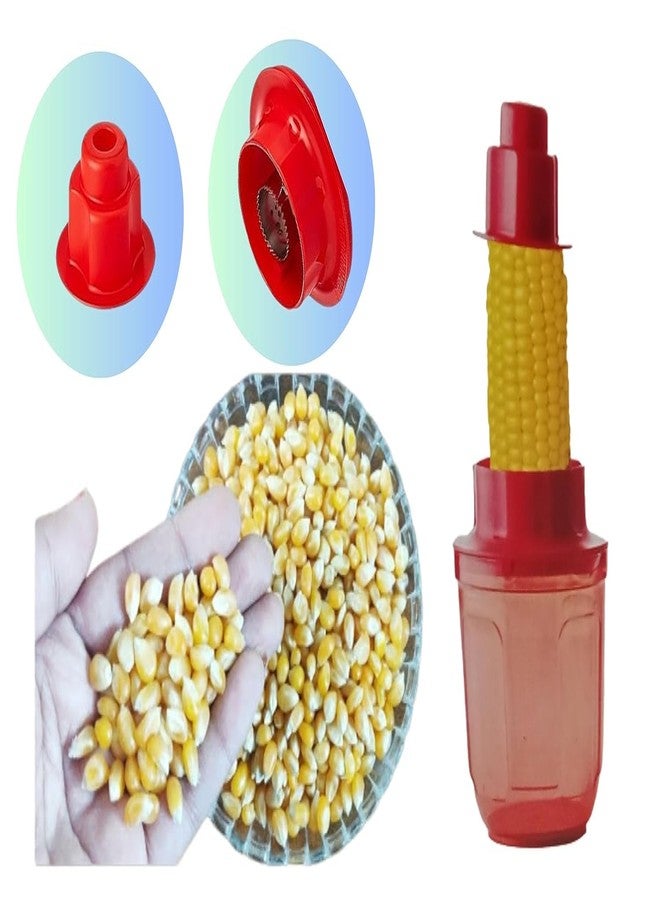 HELIMIX Corn Cutter Corn Cob Stripping Kernels Remover Vegetable Peeler Corn Seeds Remover Planer with Corn Storage Mug Red - Image 4